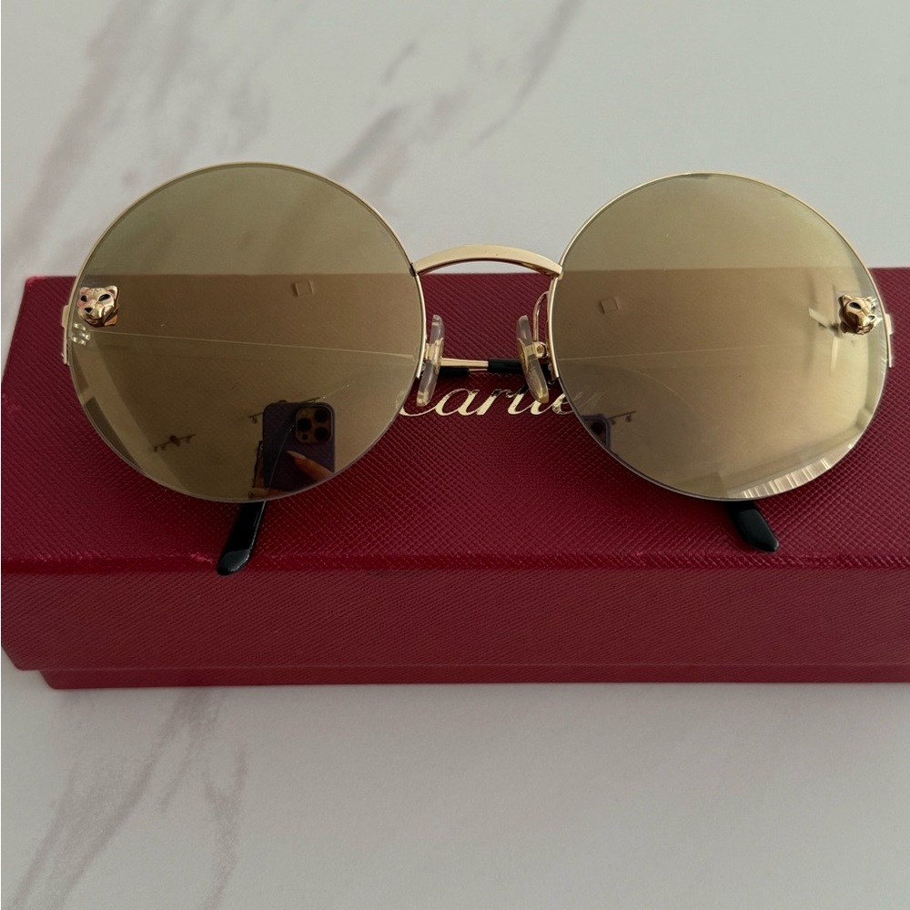 Cartier Gold-Tinted Round Sunglasses